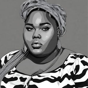 A monochrome portrait of Shawty Bae