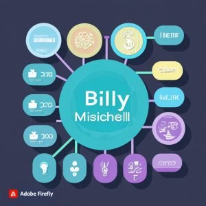 Infographic detailing Billy Mitchell's financial milestones and business ventures.